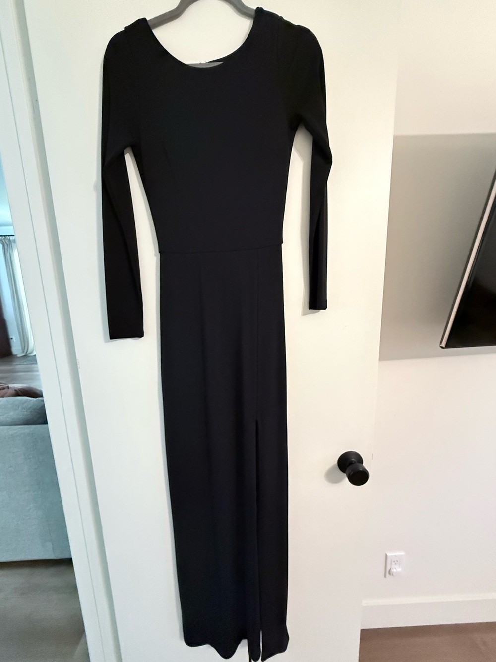 Aqua Black Long-Sleeve Maxi Dress